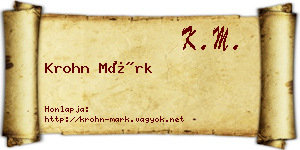 Krohn Márk névjegykártya