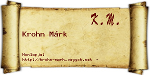 Krohn Márk névjegykártya